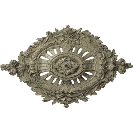 Ekena Millwork Antonio Ceiling Medallion, Hand-Painted Castle Stone Crackle, 35 7/8"W x 22 1/2"H x 4 3/8"P CM35X22ANCSC